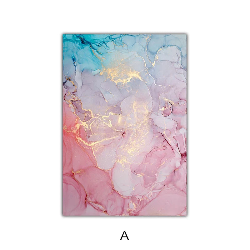 Fargerike nyanser av rosa blå jade væskemarmortrykk veggkunst fine art lerretsutskrifter bilder for stue soverom hotell salong kunstdekor | Skanto