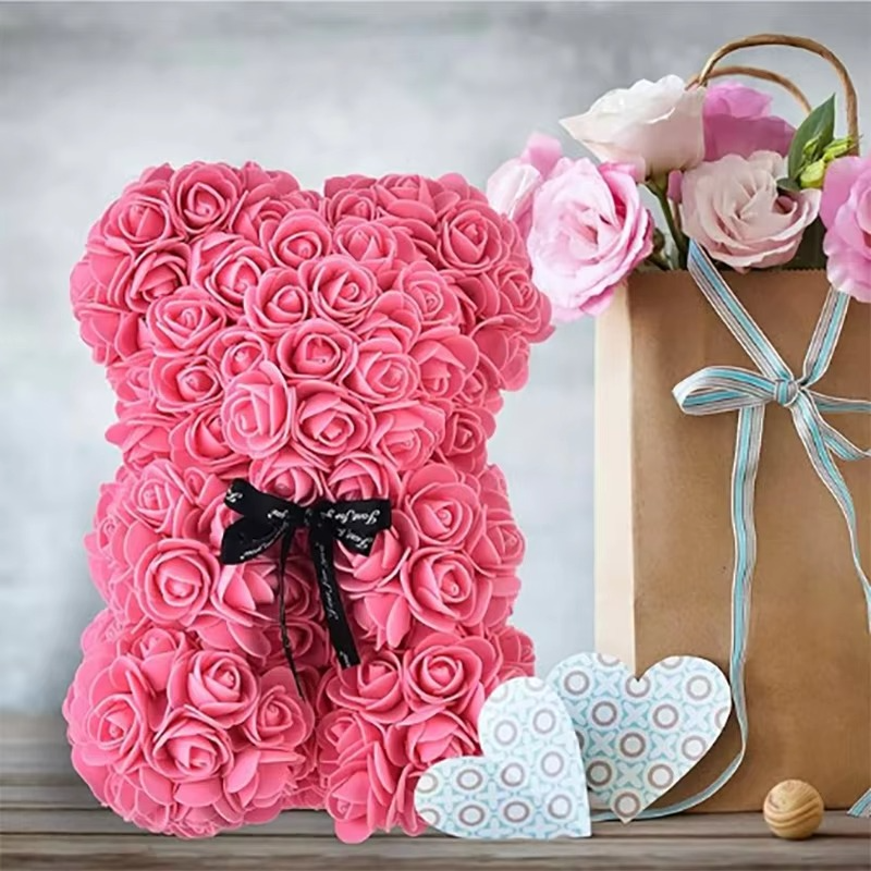 Skanto | 9.8in Kunstig Rose Teddy Bjørn Gave med Presentasjonsboks - Romantisk Jubileum eller Valentines Dag Dekor