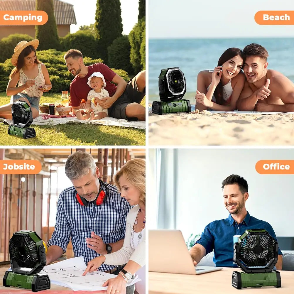 Campingvifte med 20 000mAh batteri, LED-lys og fjernkontroll – AirMate | Skanto