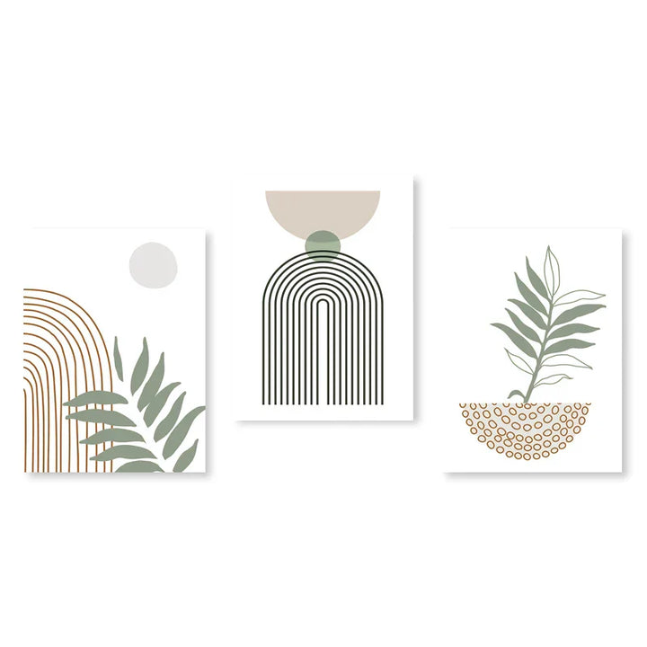 Sett med 3 stk Moderne Abstrakt Bohemsk Minimalistisk Geometrisk Veggkunst Fine Art Lerret Utskrifter Plakater Bilder For Stue Dekor | Skanto