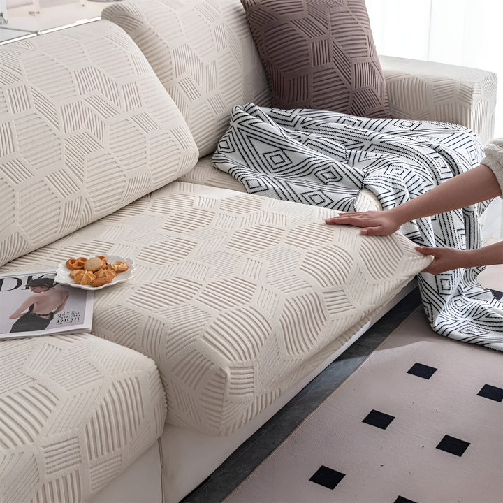 Jacquard sofabukser med geometrisk patruljemønster - mykt og dyreprint | Ideell for beskyttelse og koselige oppholdsrom