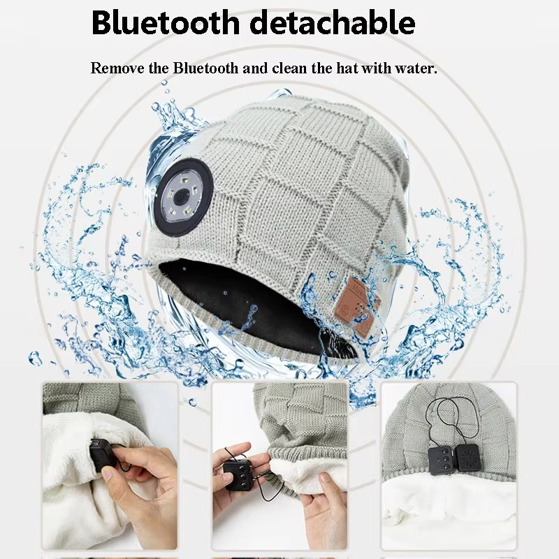 Skanto | Trådløs Bluetooth Musikk Lue med Innebygde Hodetelefoner og LED Lys