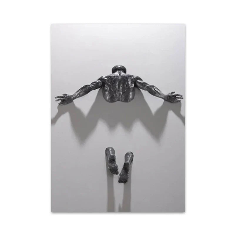 Moderne Urban Abstrakt Jern Statue Veggkunst Fine Art Lærredstrykk 3d Visualisering Figur Kunstbilder For Minimalistisk Leilighet Veggdekor | Skanto