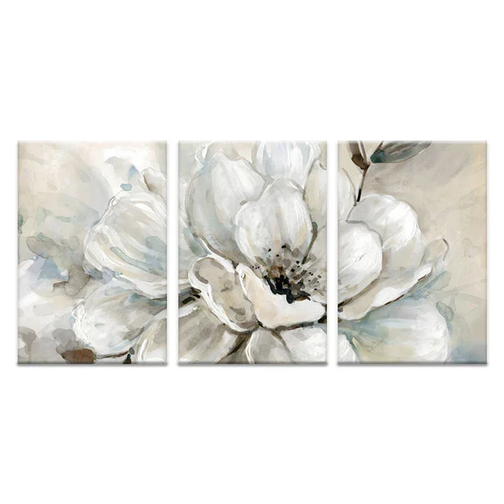 Stor Beige Hvit Blomster Veggkunst Fine Art Lerret Utskrifter Moderne Botaniske Bilder For Stue Spisestue Soverom Kunst Dekor | Skanto