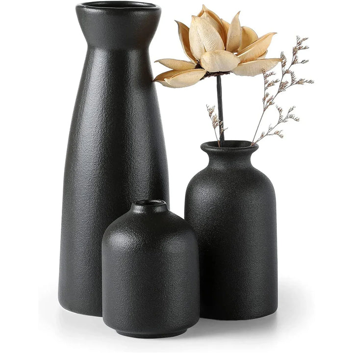 Aardstil Keramikk Vase Sett av 3 for Moderne Boho Interiører | Skanto