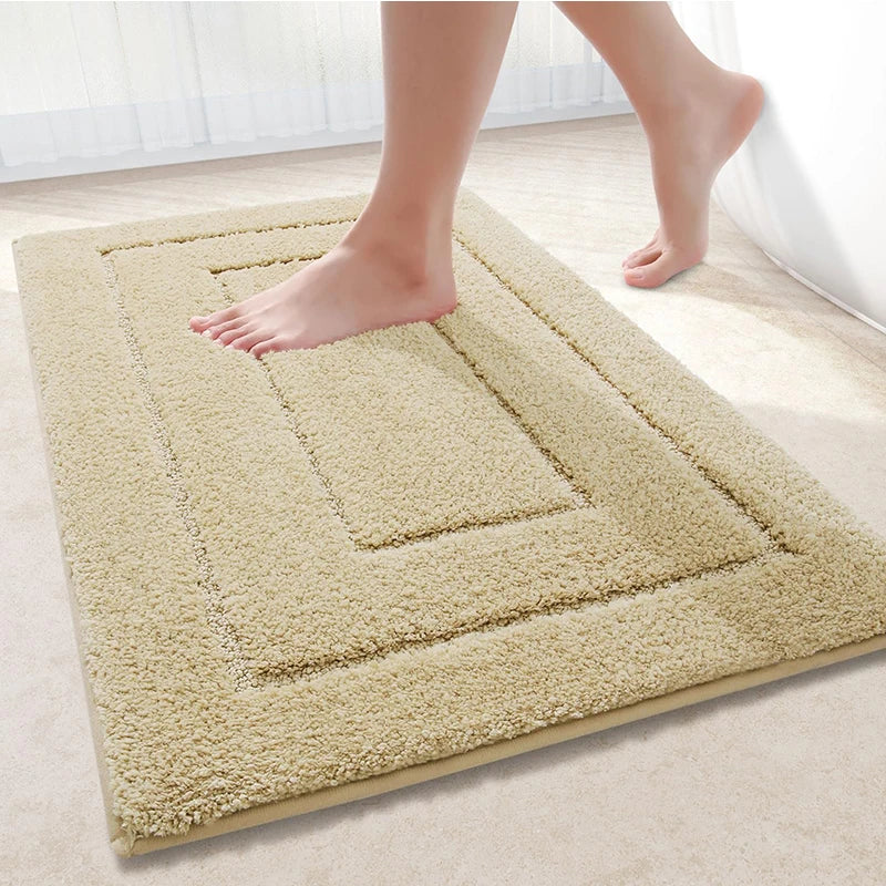 Baderomsmatte Mikrofiber Anti-Sklipp – Dobbeltlag Badmatte | Svært Absorberende & Myk | Komfort Dørmatte | Skanto