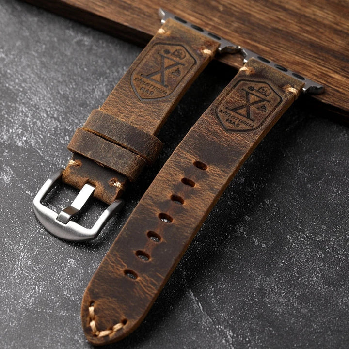 Skanto | Håndlaget ekte lær storfekinn Apple Watch armbånd