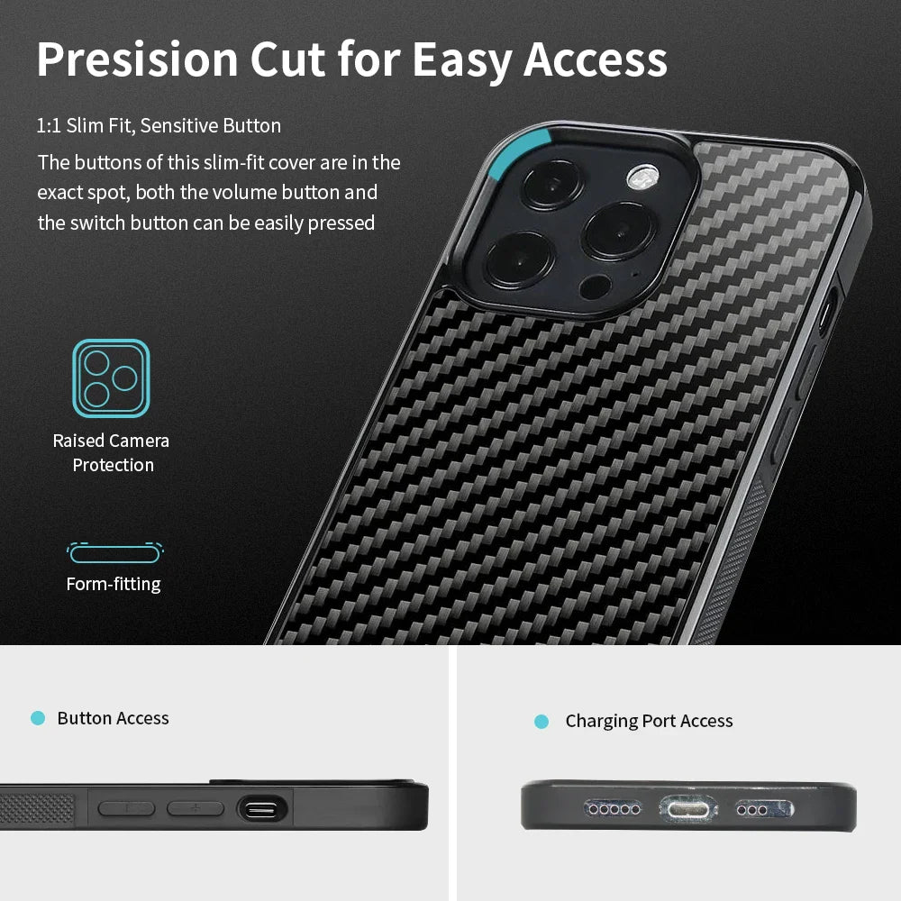 Skanto | Magsafe Karbonfiber Sjokkbeskyttende iPhone-deksel