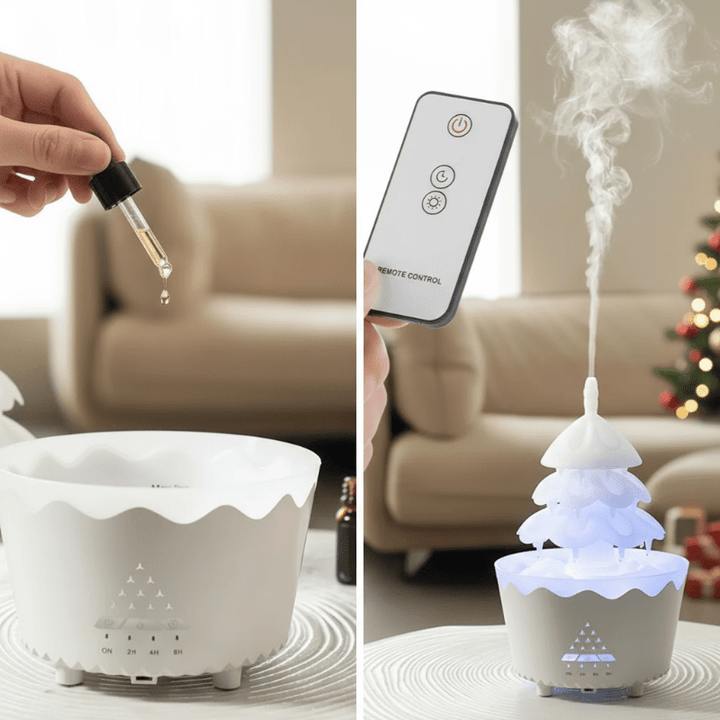 Skanto | Juletrær Duftdiffusor med justerbar tåke og LED-lys