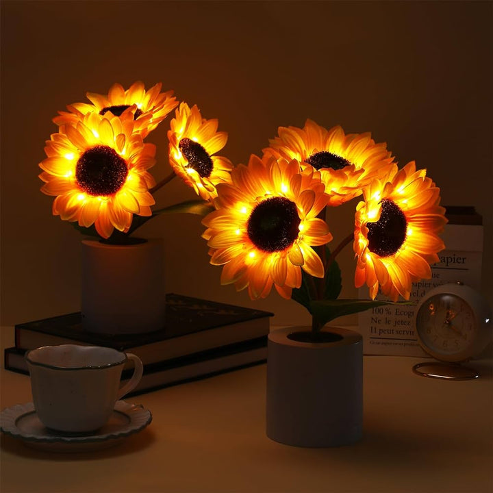 Skanto | LED Solsikke Bordlampe - Dekorativ Belysningsinnretning for Hjemmedekorasjon & Nattbordbruk
