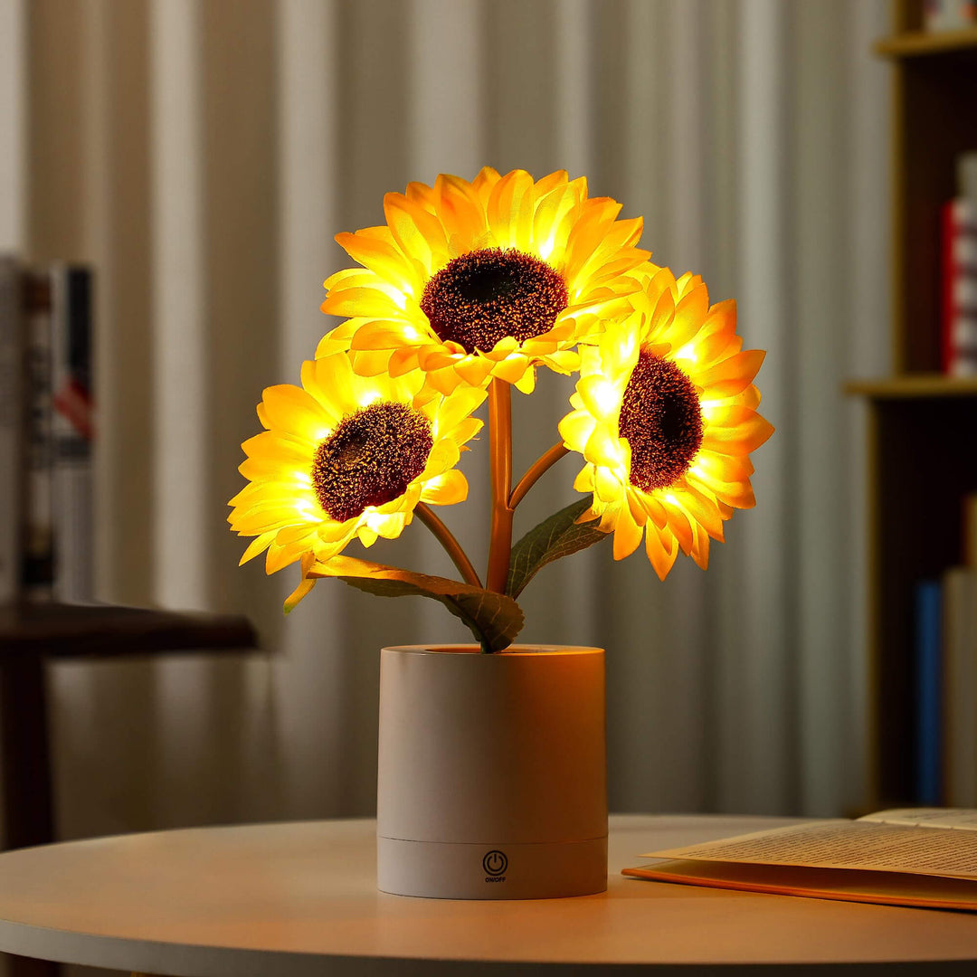 Skanto | LED Solsikke Bordlampe - Dekorativ Belysningsinnretning for Hjemmedekorasjon & Nattbordbruk