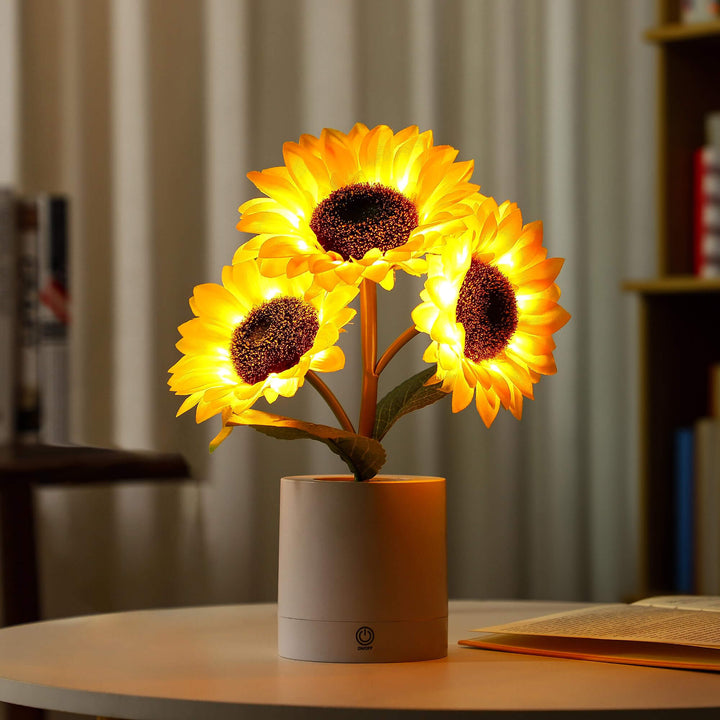 Skanto | LED Solsikke Bordlampe - Dekorativ Belysningsinnretning for Hjemmedekorasjon & Nattbordbruk