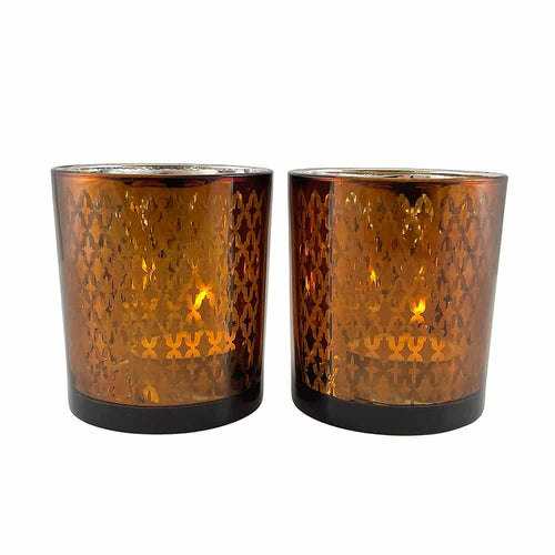Te lysestake laget av glass (2 stk.) Kobber / svart av SIA Home Fashion | Skanto