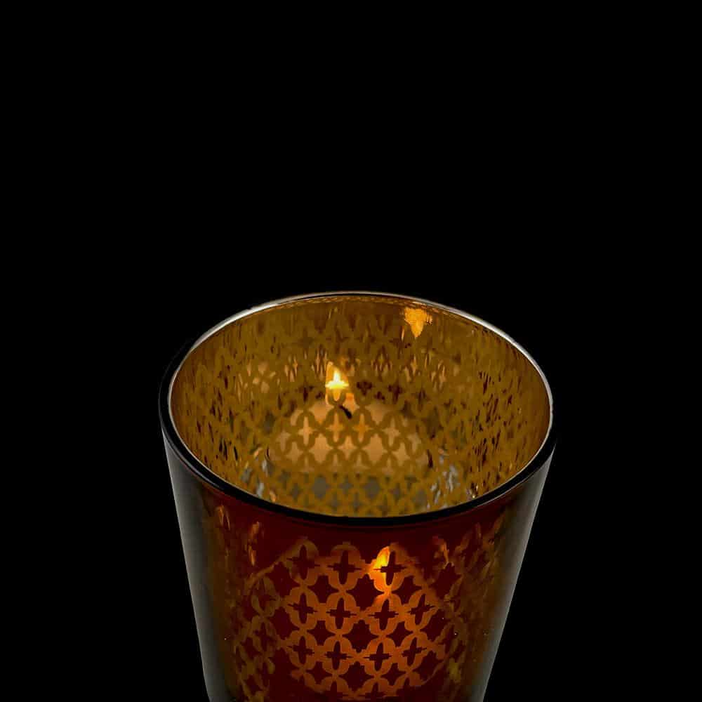 Te lysestake laget av glass (2 stk.) Kobber / svart av SIA Home Fashion | Skanto
