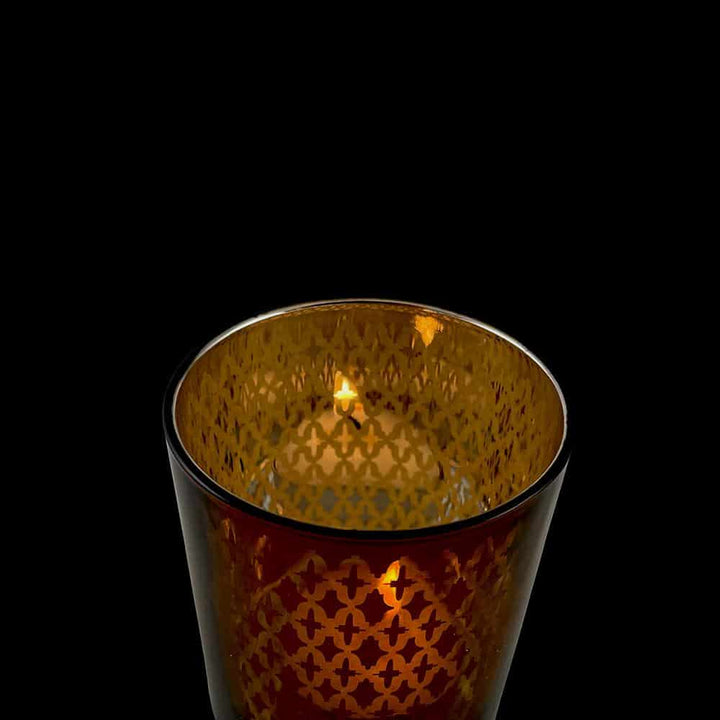 Te lysestake laget av glass (2 stk.) Kobber / svart av SIA Home Fashion | Skanto