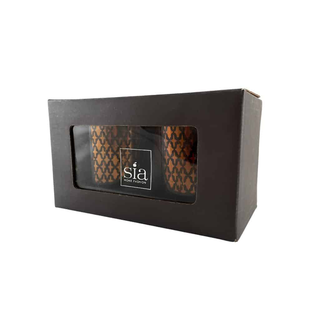Te lysestake laget av glass (2 stk.) Kobber / svart av SIA Home Fashion | Skanto