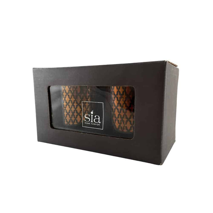 Te lysestake laget av glass (2 stk.) Kobber / svart av SIA Home Fashion | Skanto