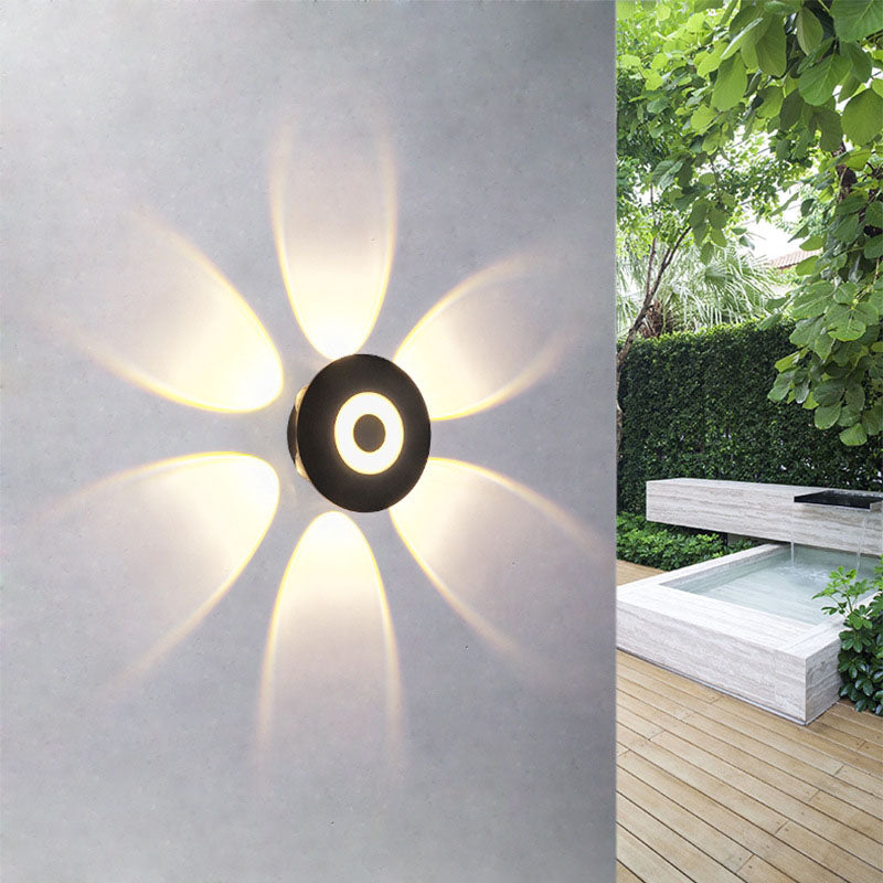 Moderne skandinavisk aluminium rund skjerm LED vegglampe for utendørs patio | Skanto
