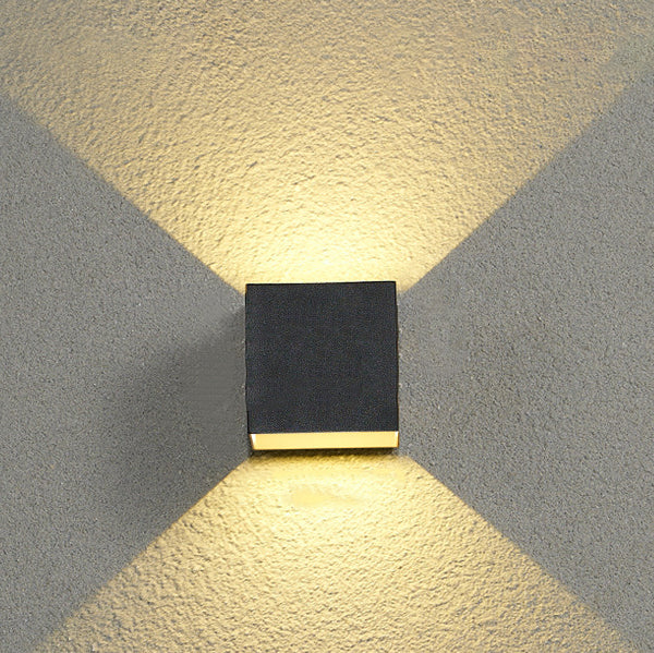 Utendørs minimalistisk firkantet kube aluminiums vanntett LED vegglampe | Skanto