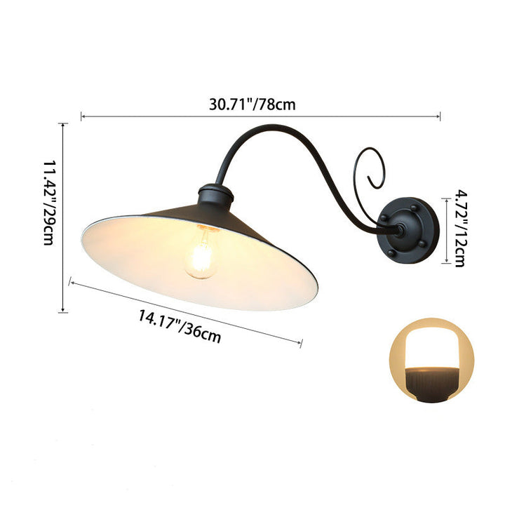 Moderne Retro Vanntett Jern Rund 1-Lys Vegglampe For Hage | Skanto