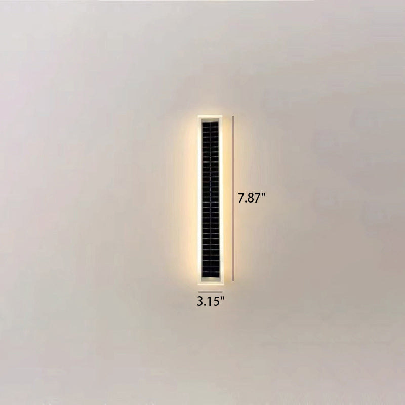 Minimalistisk rektangulær LED-vegglampe for utendørs bruk, vanntett, med solcellefunksjon, for terrasse og hage