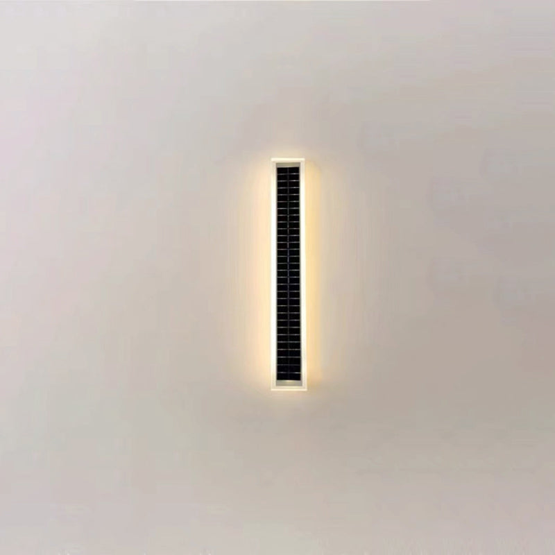 Minimalistisk rektangulær LED-vegglampe for utendørs bruk, vanntett, med solcellefunksjon, for terrasse og hage