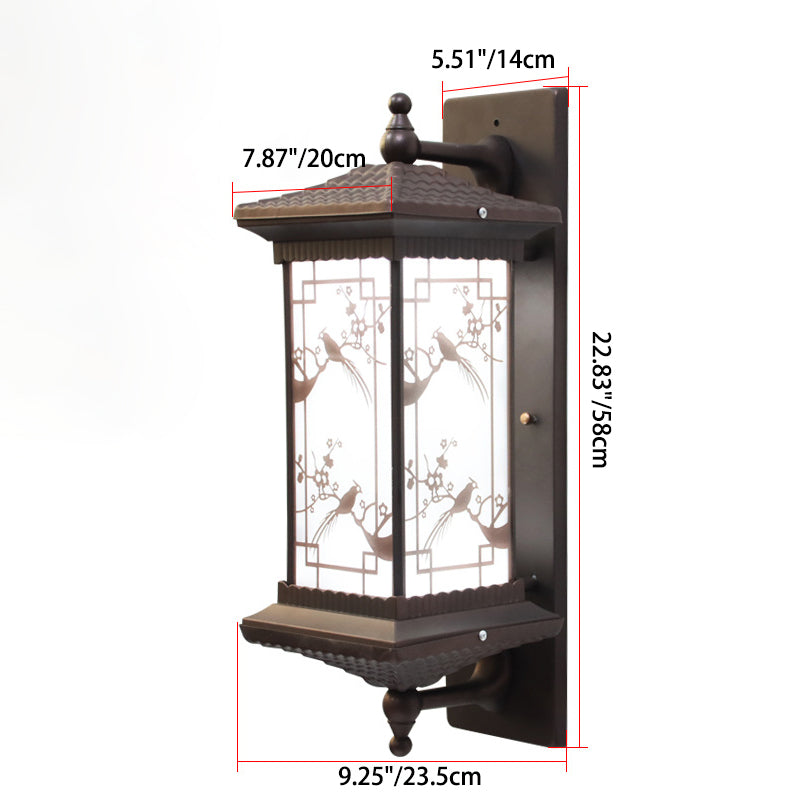 Tradisjonell kinesisk rektangulær aluminiums glass solcelle LED vegglampe for hage | Skanto