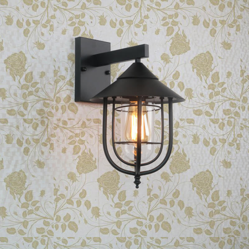 Vintage industriell jern lanterne innendørs utendørs 1-lys vegglampe | Skanto