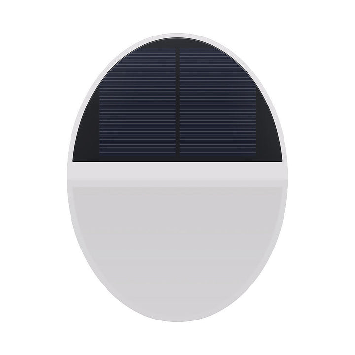 Soldrevet, vanntett, rund, flat LED-vegglampe med radarsensor for utendørs bruk