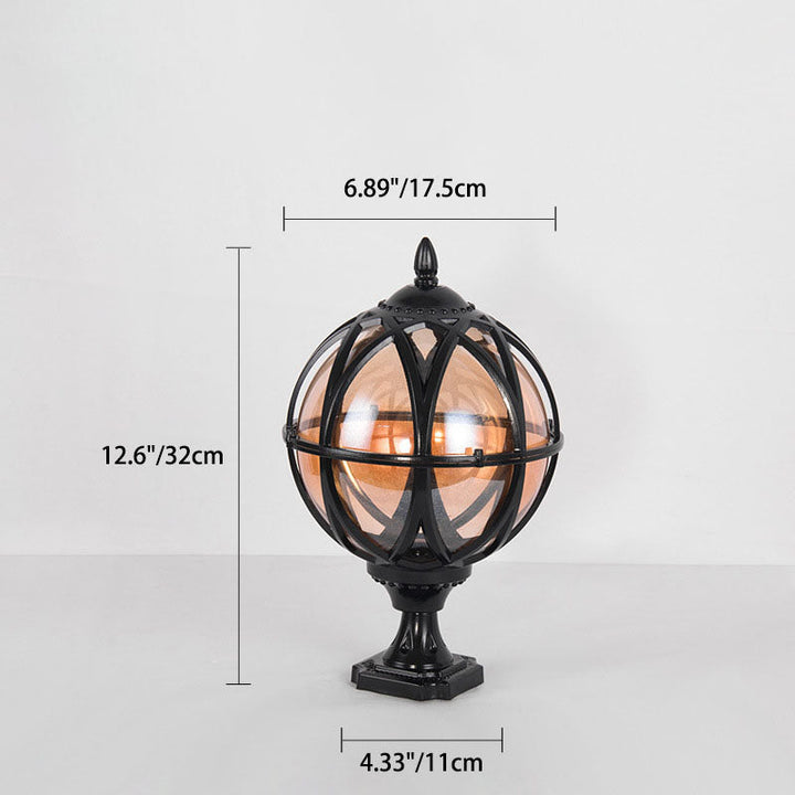 Tradisjonell kolonial globe glass aluminium 1-lys utendørs lys for hage | Skanto