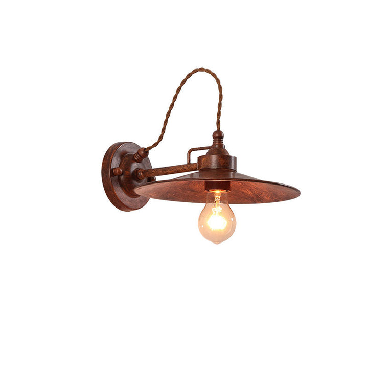 Moderne industriell vanntett metallplate bolle 1-lys vegglampe for utendørs patio | Skanto