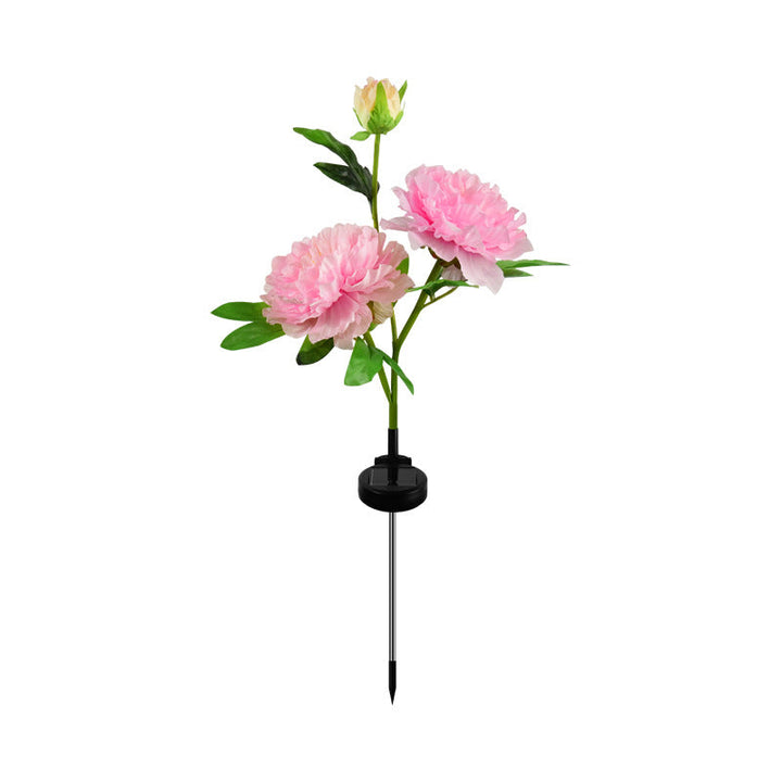 Moderne, kreativ solcelledrevet LED-hagelampe med peonmotiv, vanntett, for terrasse og hage