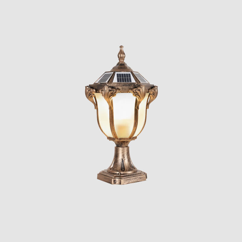 Europeisk retro hagelampe laget av støpt aluminium, glass, solcelledrevet, vanntett, for utendørs bruk