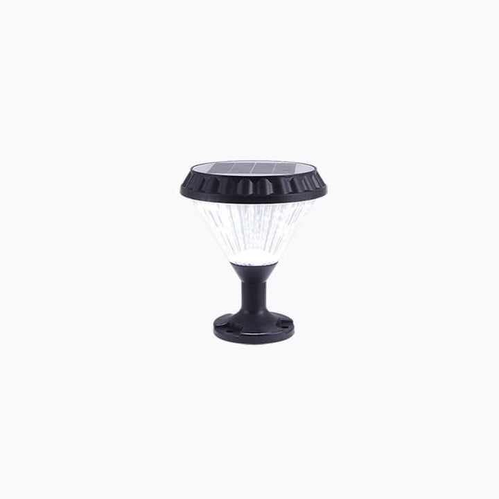 Moderne svart solcelle støpt aluminium glass utendørs patio vanntett søyle hode lys | Skanto