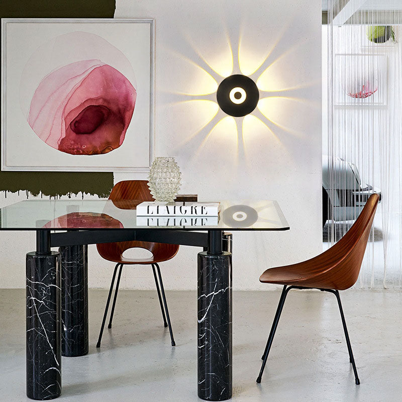 Moderne skandinavisk aluminium rund skjerm LED vegglampe for utendørs patio | Skanto