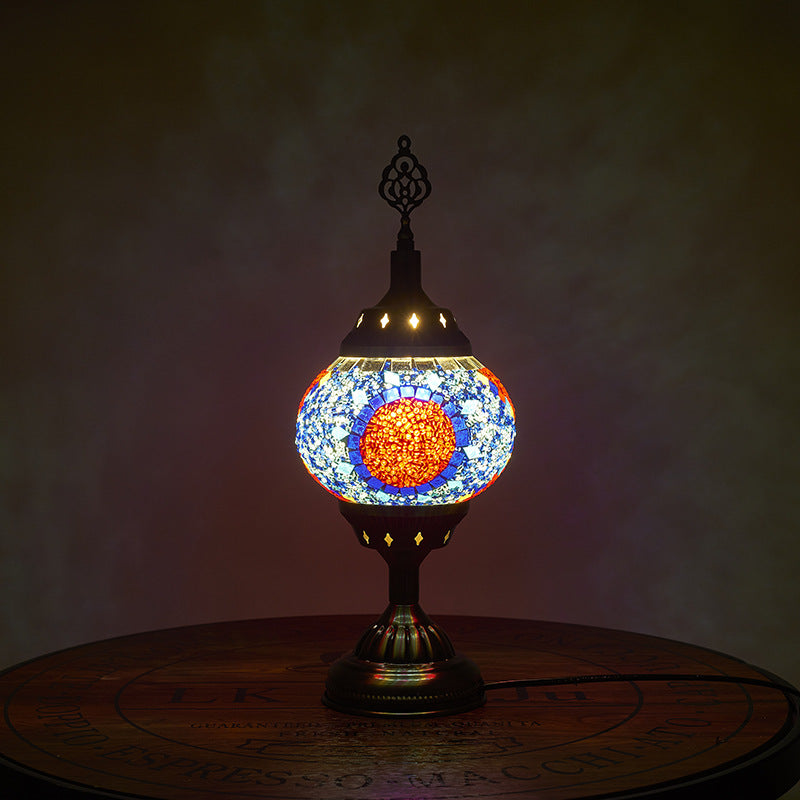 Skanto | Tradisjonell Tiffany romantisk oval jern emaljert 1-lampe bordlampe for soverommet