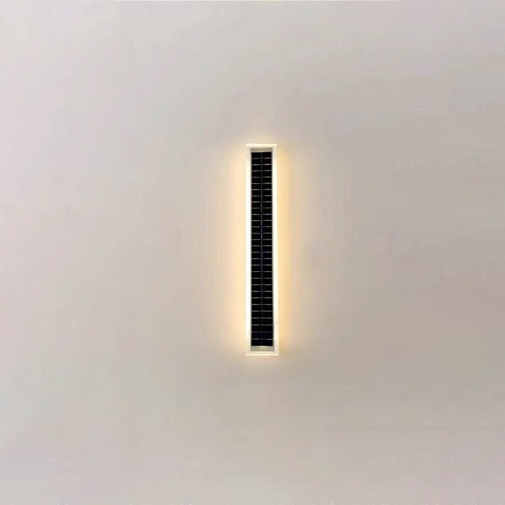 Minimalistisk rektangulær LED-vegglampe for utendørs bruk, vanntett, med solcellefunksjon, for terrasse og hage