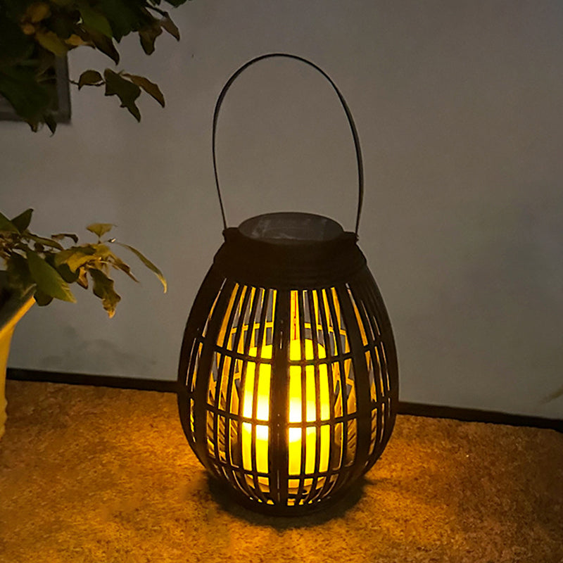 Moderne Art Deco Solrund Lantern Rattan LED Utendørs Landskapslys For Hage | Skanto
