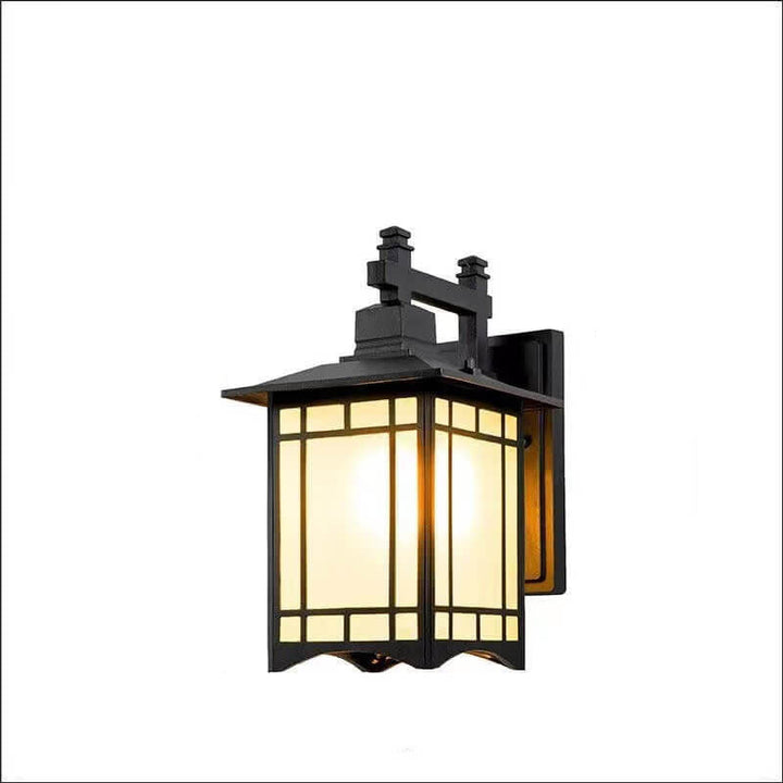 Moderne vanntette solcelle aluminiums kinesisk paviljong form 1-ledd vegglampe | Skanto
