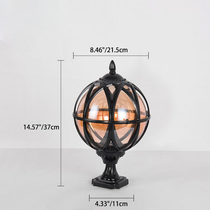 Tradisjonell kolonial globe glass aluminium 1-lys utendørs lys for hage | Skanto