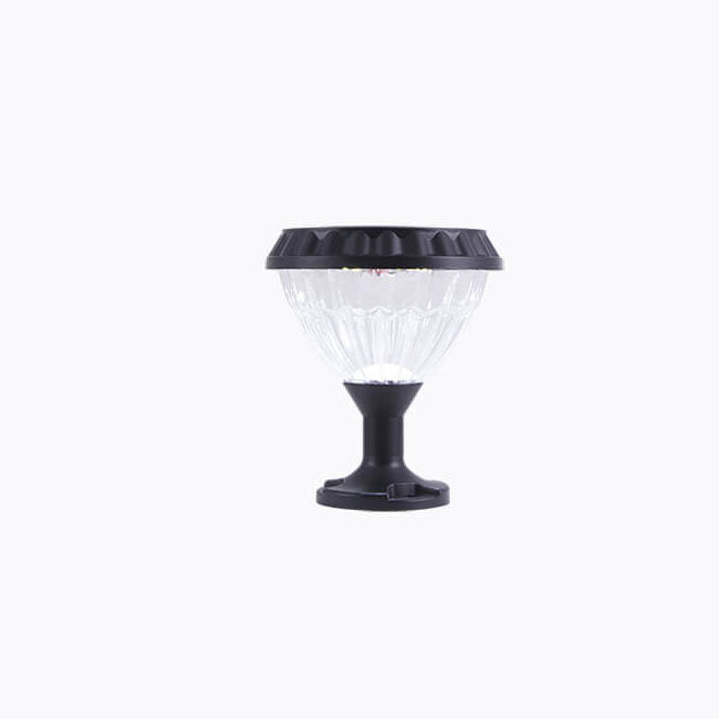Moderne svart solcelle støpt aluminium glass utendørs patio vanntett søyle hode lys | Skanto