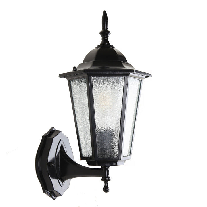Moderne industriell hexagonal aluminiumsramme frostet glass 1-lykt utendørs vegglampe for hage | Skanto