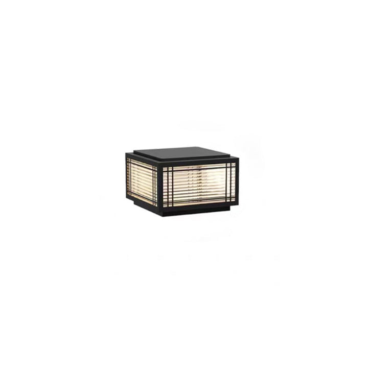 Tradisjonelt kinesisk kvadrat aluminium glass 1-lampe post hode lys for hage | Skanto