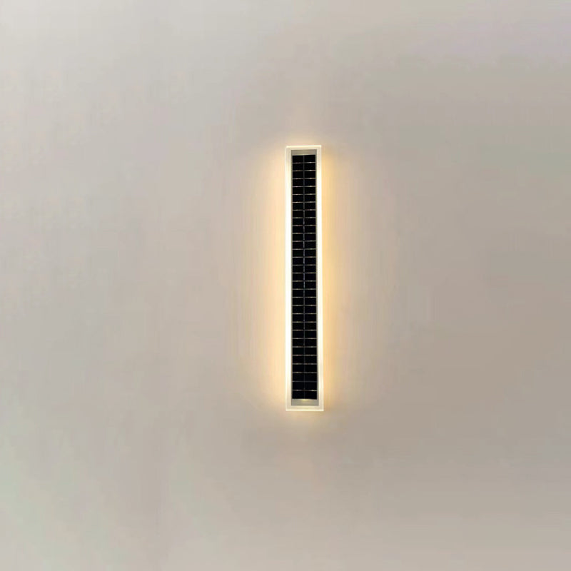 Minimalistisk rektangulær LED-vegglampe for utendørs bruk, vanntett, med solcellefunksjon, for terrasse og hage