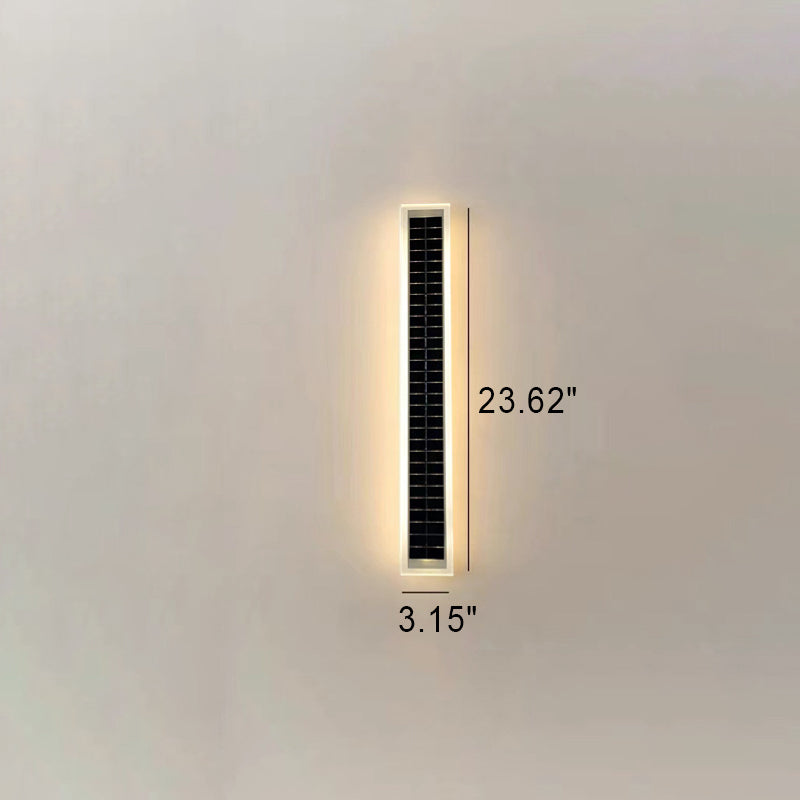 Minimalistisk rektangulær LED-vegglampe for utendørs bruk, vanntett, med solcellefunksjon, for terrasse og hage