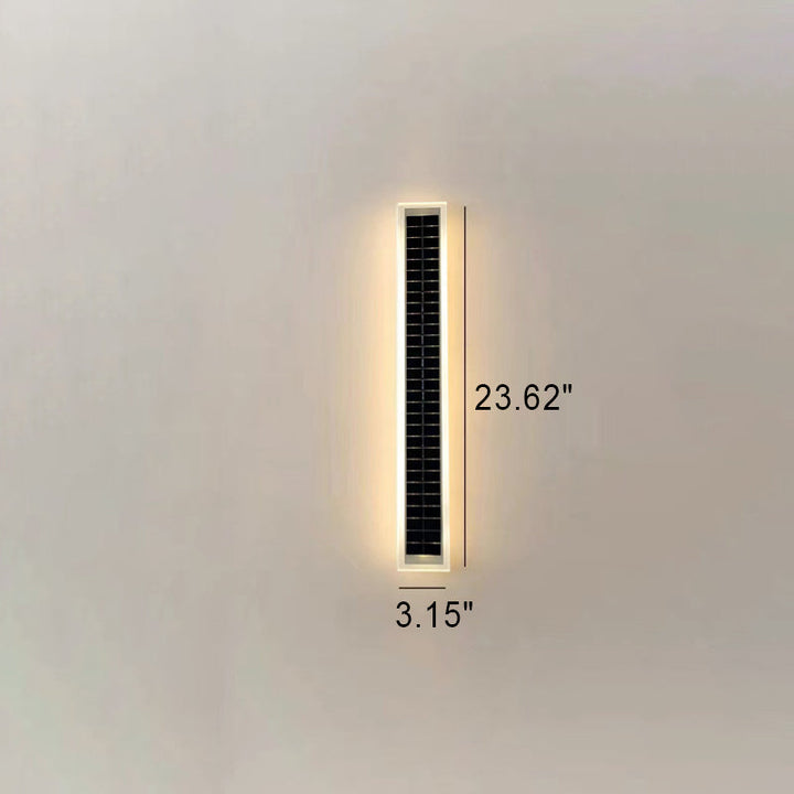 Minimalistisk rektangulær LED-vegglampe for utendørs bruk, vanntett, med solcellefunksjon, for terrasse og hage