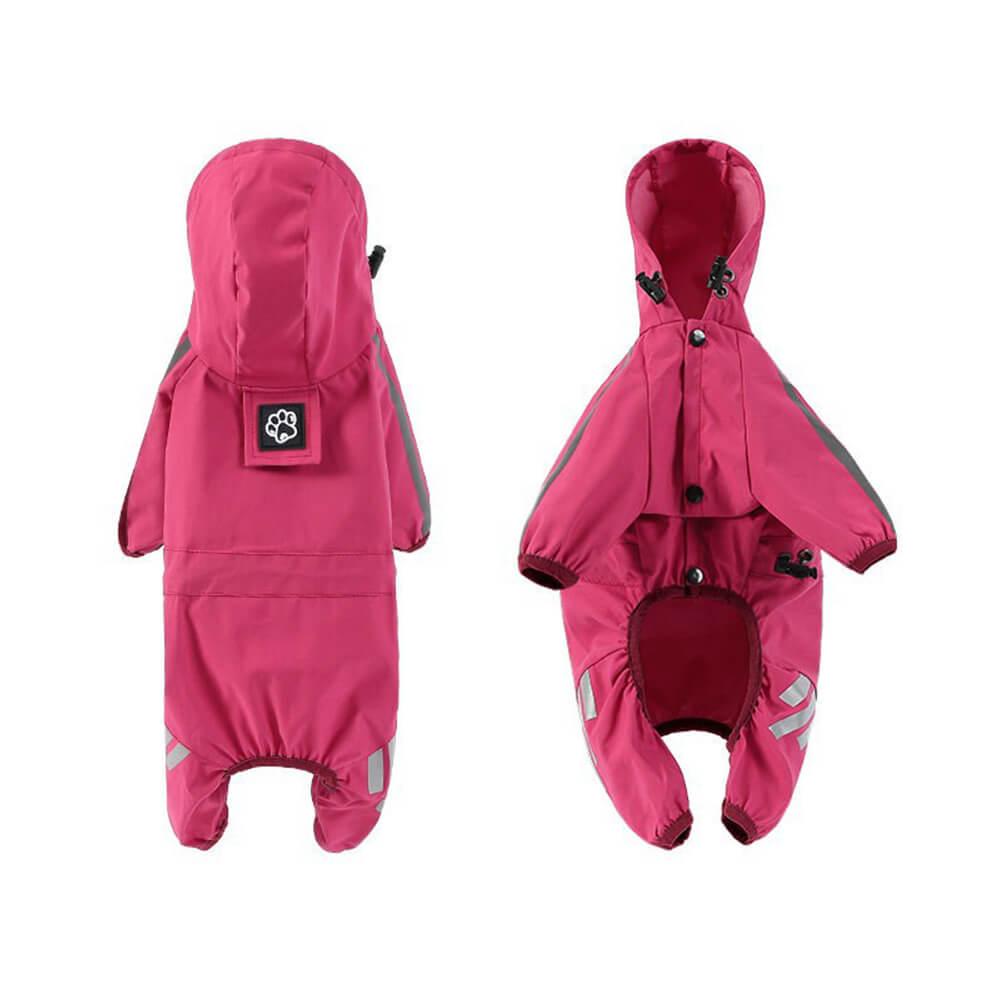 Skanto | Stilfull vanntett justerbar refleksstripe hunderegnjakke med hette