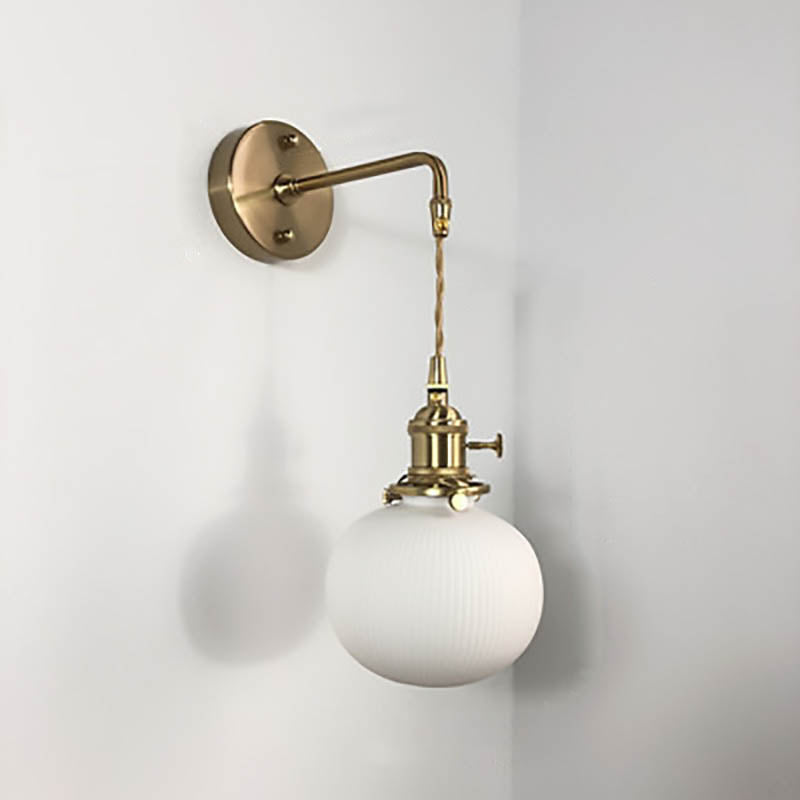 Skanto | Japansk Retro Minimalistisk Sylinder Oval Messing Lucite 1-Lys Vegglampe