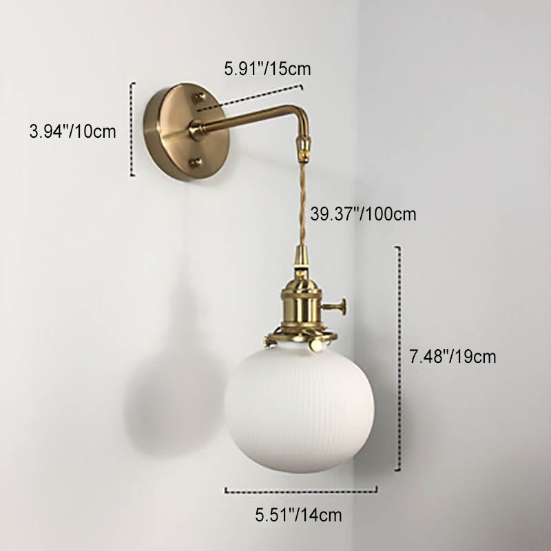 Skanto | Japansk Retro Minimalistisk Sylinder Oval Messing Lucite 1-Lys Vegglampe