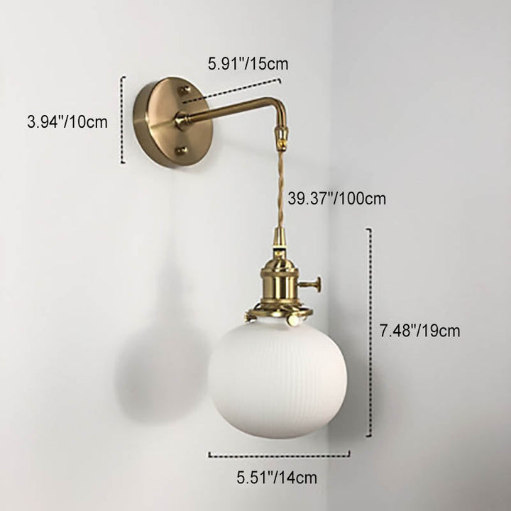 Skanto | Japansk Retro Minimalistisk Sylinder Oval Messing Lucite 1-Lys Vegglampe